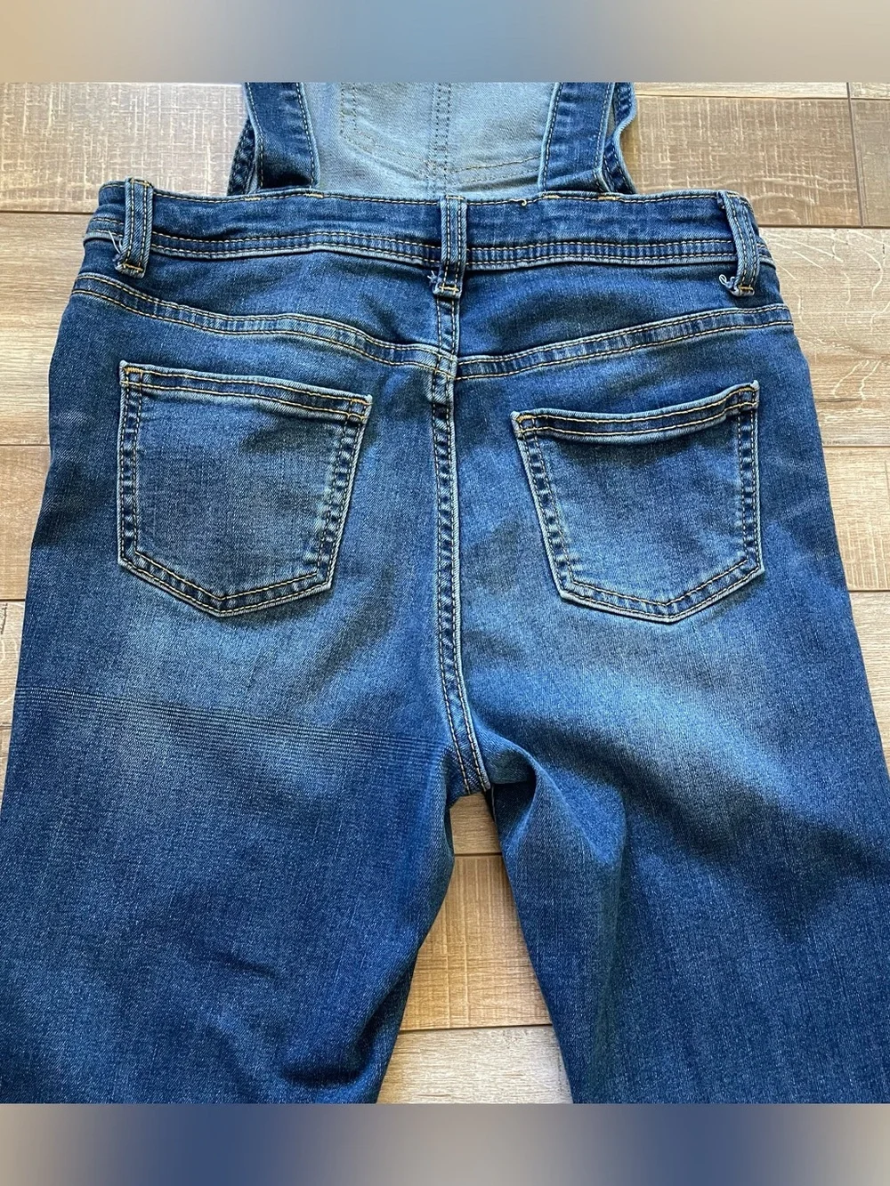 Cat & Jack Girls 10/12 Denim Skinny Overalls Super Stretch Back to School